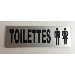 plaque  adhésive "TOILETTES"  hommes femmes format 29 x 100 mm