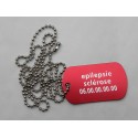 Plaque ALERTE MEDICALE + Chaîne Gravure OFFERTE 
