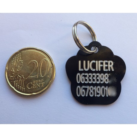 Médaille "patte" noire pour petit et moyen chien gravure 1 face