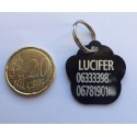 Médaille "patte" noire pour petit et moyen chien gravure 1 face