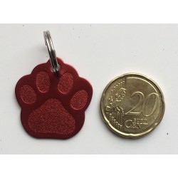 Médaille "patte" rouge pour petit et moyen chien gravure 1 face 2