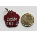 Médaille "patte" rouge pour petit et moyen chien gravure 1 face