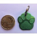 Médaille "patte" verte pour petit et moyen chien gravure 1 face