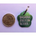 Médaille "patte" verte pour petit et moyen chien gravure 1 face