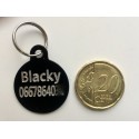 Médaillon identification rond noir 25 mm pour Chat, Chien