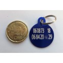 MÉDAILLE IDENTIFICATION RONDE BLEU 25 MM POUR CHIEN MOYEN GRAVURE 2 FACES