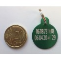 Médaillon identification rond vert 25 mm pour Chat, Chien