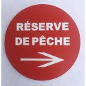 Panneau RÉSERVE DE PECHE  + FLECHE À DROITE Ø 15 cm 20 cm 30 cm