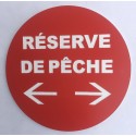 Panneau RÉSERVE DE PECHE  + FLECHE À DROITE ET À GAUCHE Ø 15 cm 20 cm 30 cm