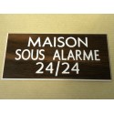 plaque adhésive "MAISON SOUS ALARME 24/24"  couleur bois