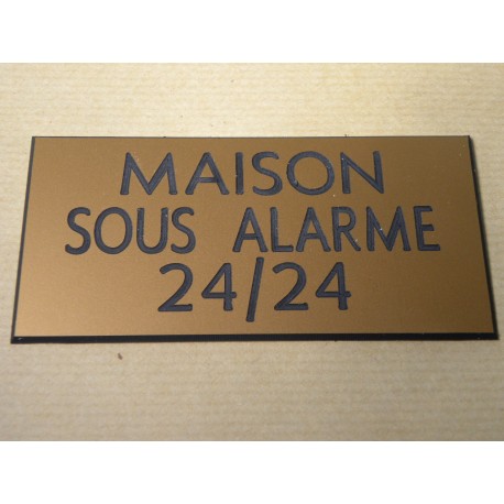 plaque adhésive "MAISON SOUS ALARME 24/24" dorée