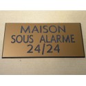 plaque adhésive "MAISON SOUS ALARME 24/24" dorée