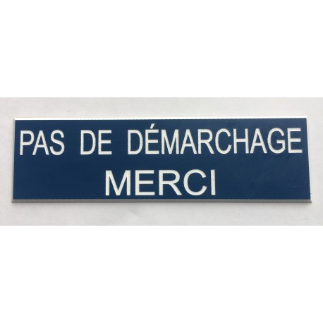 plaque adhésive PAS DE DEMARCHAGE MERCI bleu