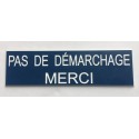 plaque adhésive PAS DE DEMARCHAGE MERCI bleu
