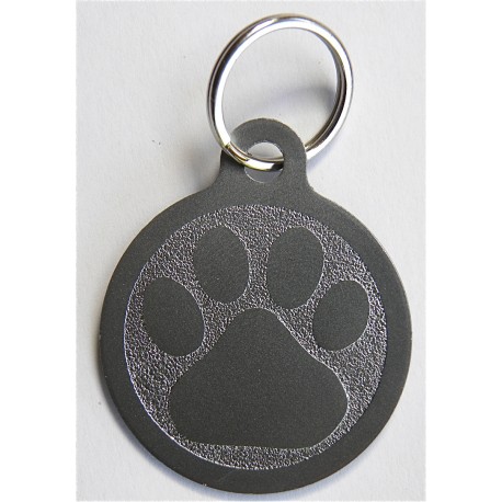 Médaille "patte" ronde argenté pour grand Chien gravure 1 face