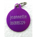 Médaille "patte" ronde violette pour grand Chien gravure 1 face