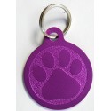 Médaille "patte" ronde violette pour grand Chien gravure 1 face