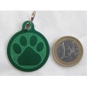 Médaille "patte" ronde verte pour grand Chien gravure 1 face