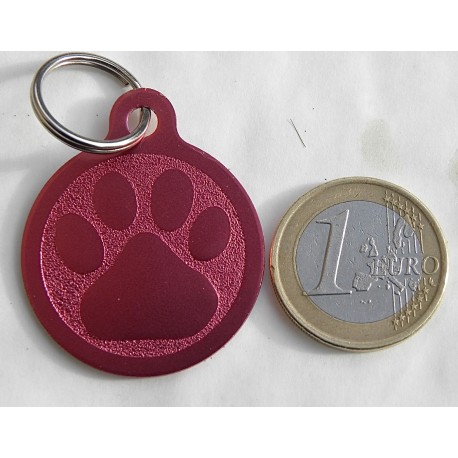 Médaille "patte" ronde rose pour grand Chien gravure 1 face