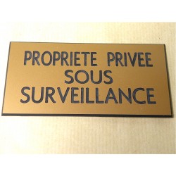 plaque adhésive "PROPRIETE PRIVEE SOUS SURVEILLANCE" dorée