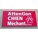 plaque gravée "ATTENTION CHIEN MECHANT" finition biseautée format 48 x 100 mm