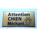 plaque gravée "ATTENTION CHIEN MECHANT" finition biseautée format 48 x 100 mm