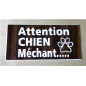 plaque gravée "ATTENTION CHIEN MECHANT" finition biseautée format 48 x 100 mm