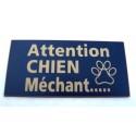 plaque gravée "ATTENTION CHIEN MECHANT" finition biseautée format 48 x 100 mm