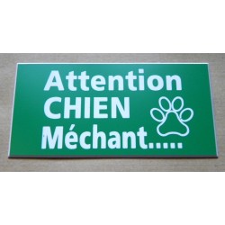 plaque gravée "ATTENTION CHIEN MECHANT" finition biseautée format 75 x 150 mm