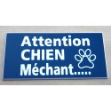 plaque gravée "ATTENTION CHIEN MECHANT" finition biseautée format 75 x 150 mm