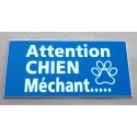 plaque gravée "ATTENTION CHIEN MECHANT" finition biseautée format 48 x 100 mm