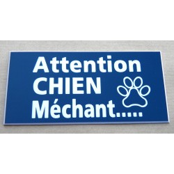 plaque gravée "ATTENTION CHIEN MECHANT" finition biseautée format 48 x 100 mm