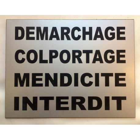 PLAQUE DEMARCHAGE COLPORTAGE MENDICITE INTERDIT