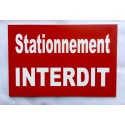 Plaque "STATIONNEMENT INTERDIT" rouge