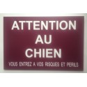 pancarte "ATTENTION AU CHIEN"  finition biseautée format 15 x 20 cm
