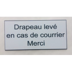 plaque adhésive "Drapeau levé en cas de courrier" blanche