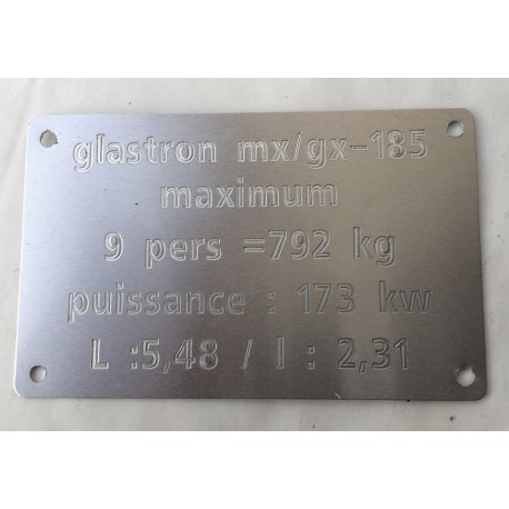 Plaque de Tare glastron mx/gx personnalisation en ligne
