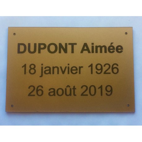 plaque Funéraire or format 170 x 115 mm personnalisable 1 à 4 lignes