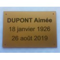 plaque Funéraire or format 170 x 115 mm personnalisable 1 à 4 lignes