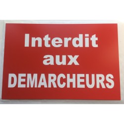 Plaque "Interdit aux DEMARCHEURS" rouge