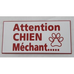 plaque gravée "ATTENTION CHIEN MECHANT" finition biseautée format 75 x 150 mm