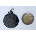 Médaille pour grand chien "patte" ronde noire gravure 1 face