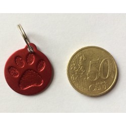 Médaille "patte" ronde rouge pour petit et moyen chien gravure 1 face