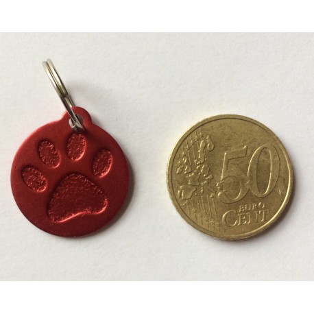 Médaille "patte" ronde rouge pour petit et moyen chien gravure 1 face