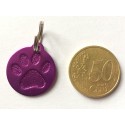 Médaille "patte" ronde violette pour petit et moyen chien gravure 1 face