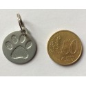 Médaille "patte" ronde argentée pour petit et moyen chien gravure 1 face