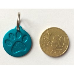 Médaille "patte" ronde bleu clair pour petit et moyen chien gravure 1 face