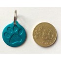 Médaille "patte" ronde bleu clair pour petit et moyen chien gravure 1 face