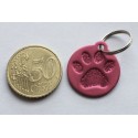 Médaille "patte" ronde rose foncé pour petit et moyen chien gravure 1 face