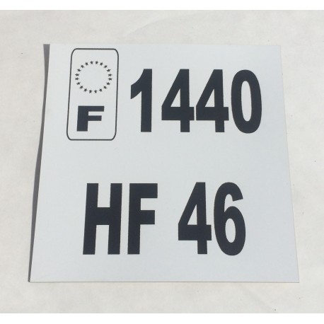 Plaque immatriculation moto flexible 12x12  personnalisable non homologué